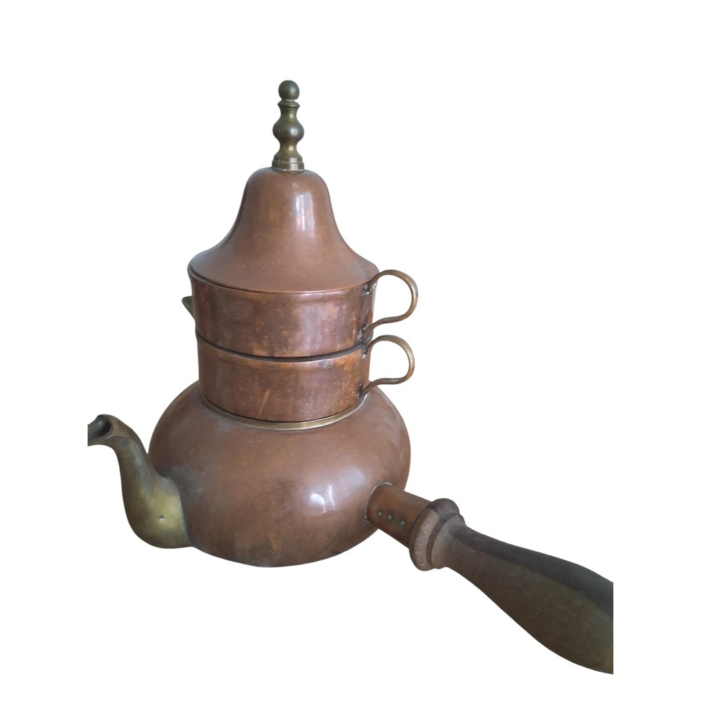 Vintage OrfeMex Mexico Copper Brass Stacking Teapot Set With‎ Bell Kitchen wares